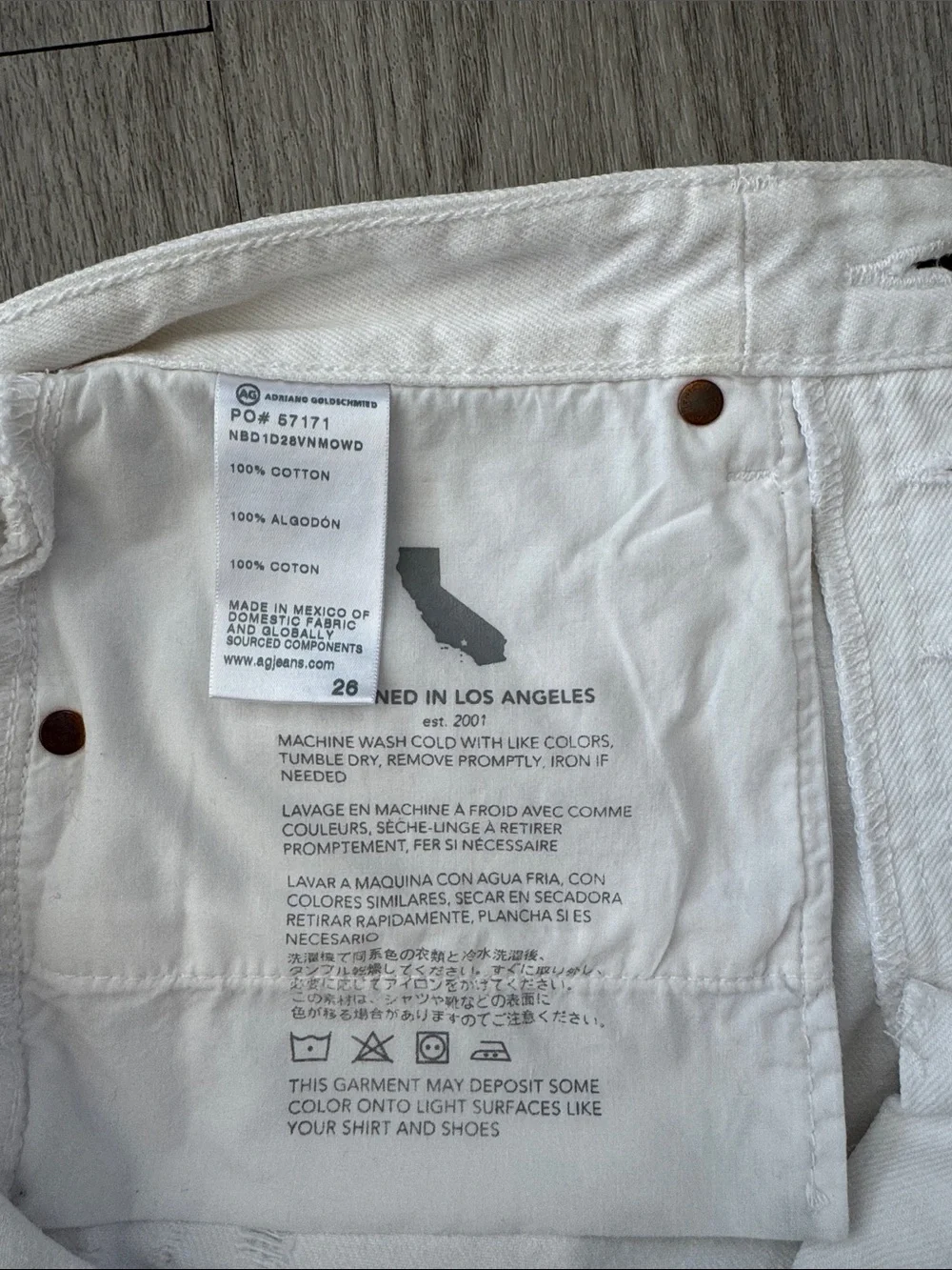 AG High-Rise Baggy Fit White Denim Shorts